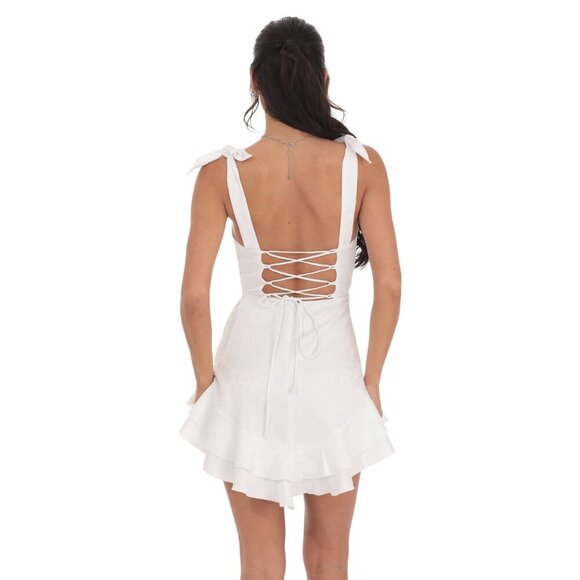 COMING SOON LUCY IN THE SKY WHITE LACE UP MINI DRESS - Picture 2 of 3